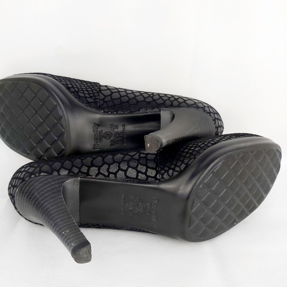 PICCADILLY stiletto heeled shoes snake style black leather made in Brazil sz 7.5 - Picture 9 of 11